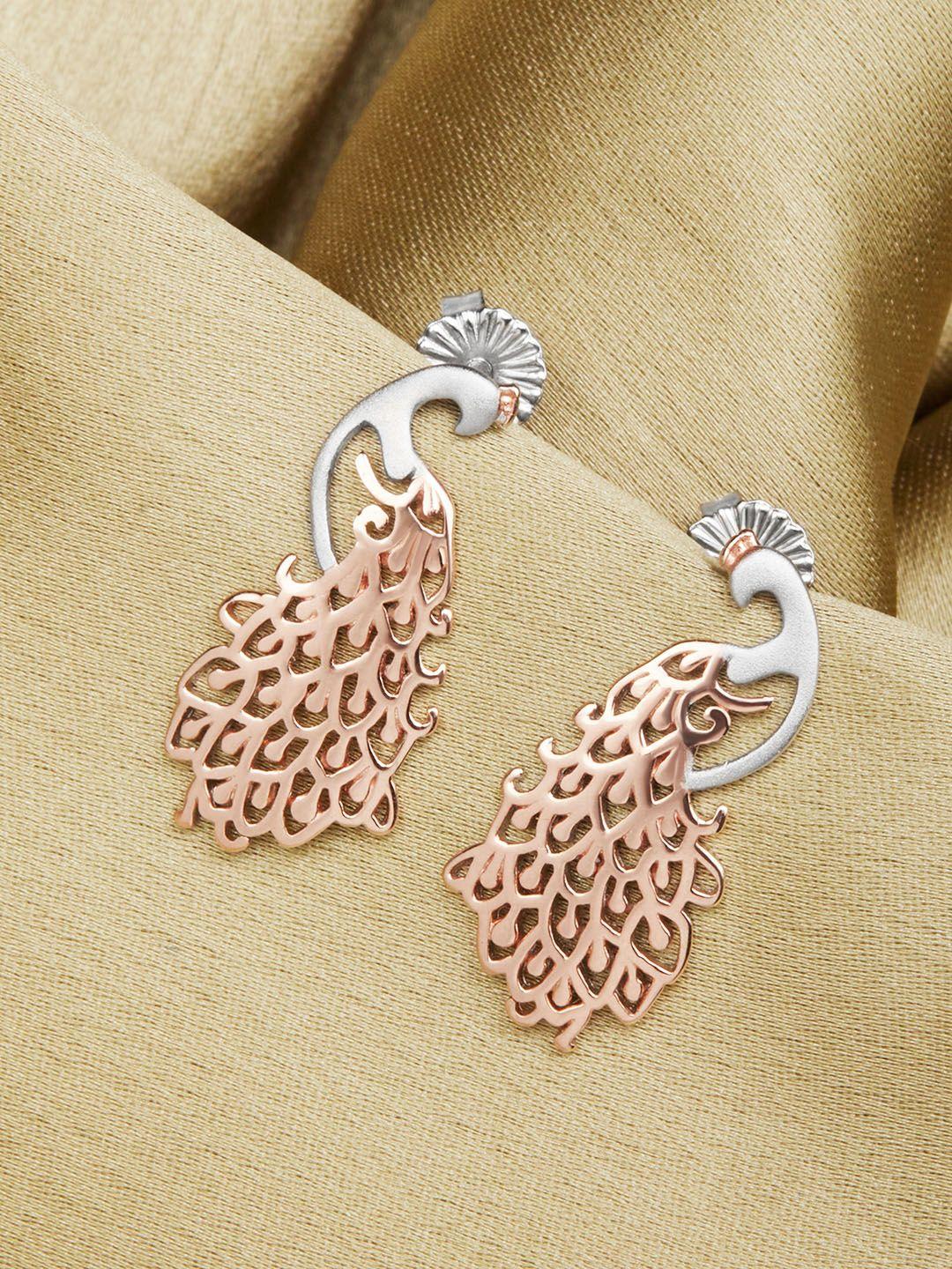 giva sterling silver rose gold plated peacock studs