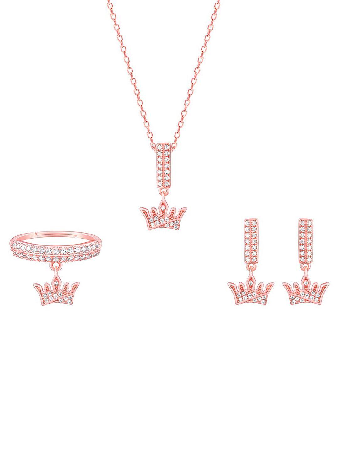 giva sterling silver rose gold-plated-plated cz studded jewellery set