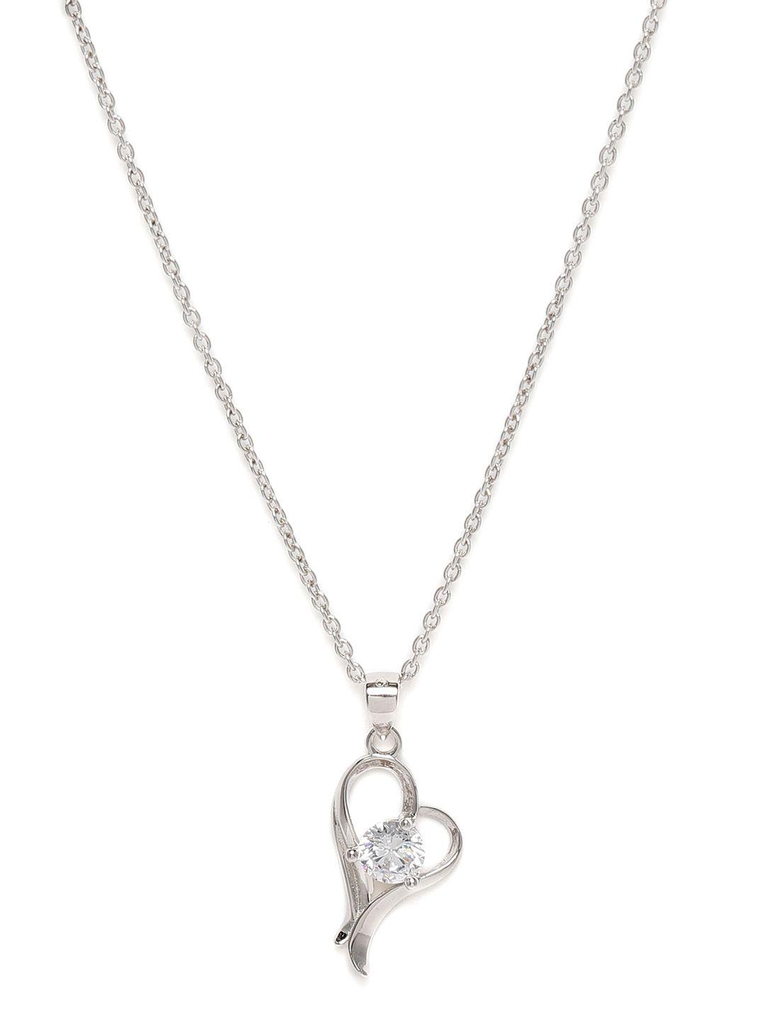 giva women 925 sterling silver zircon curl heart pendant with link chain