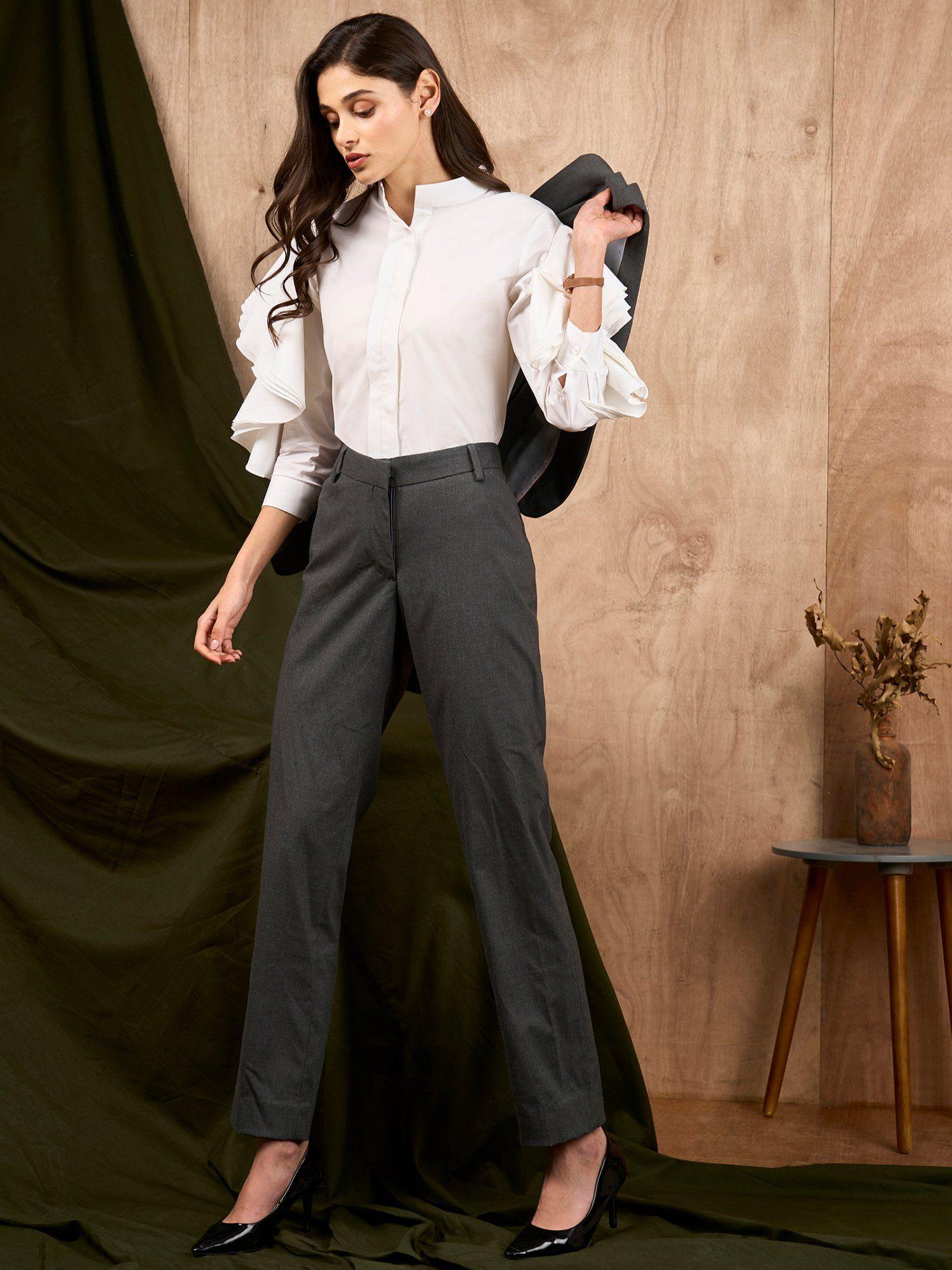 giza cotton ruffled sleeves formal shirt