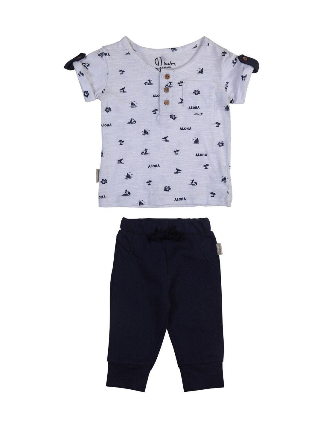 gj baby infant boys printed cotton t-shirt with trousers