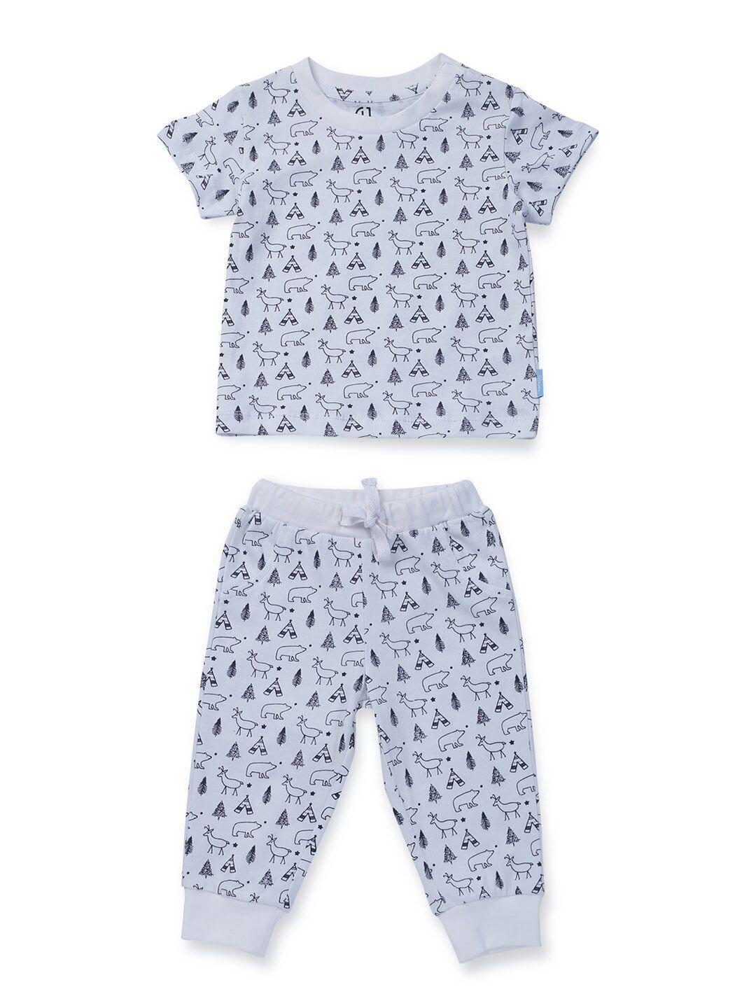 gj baby boys printed pure cotton t-shirt with pyjamas