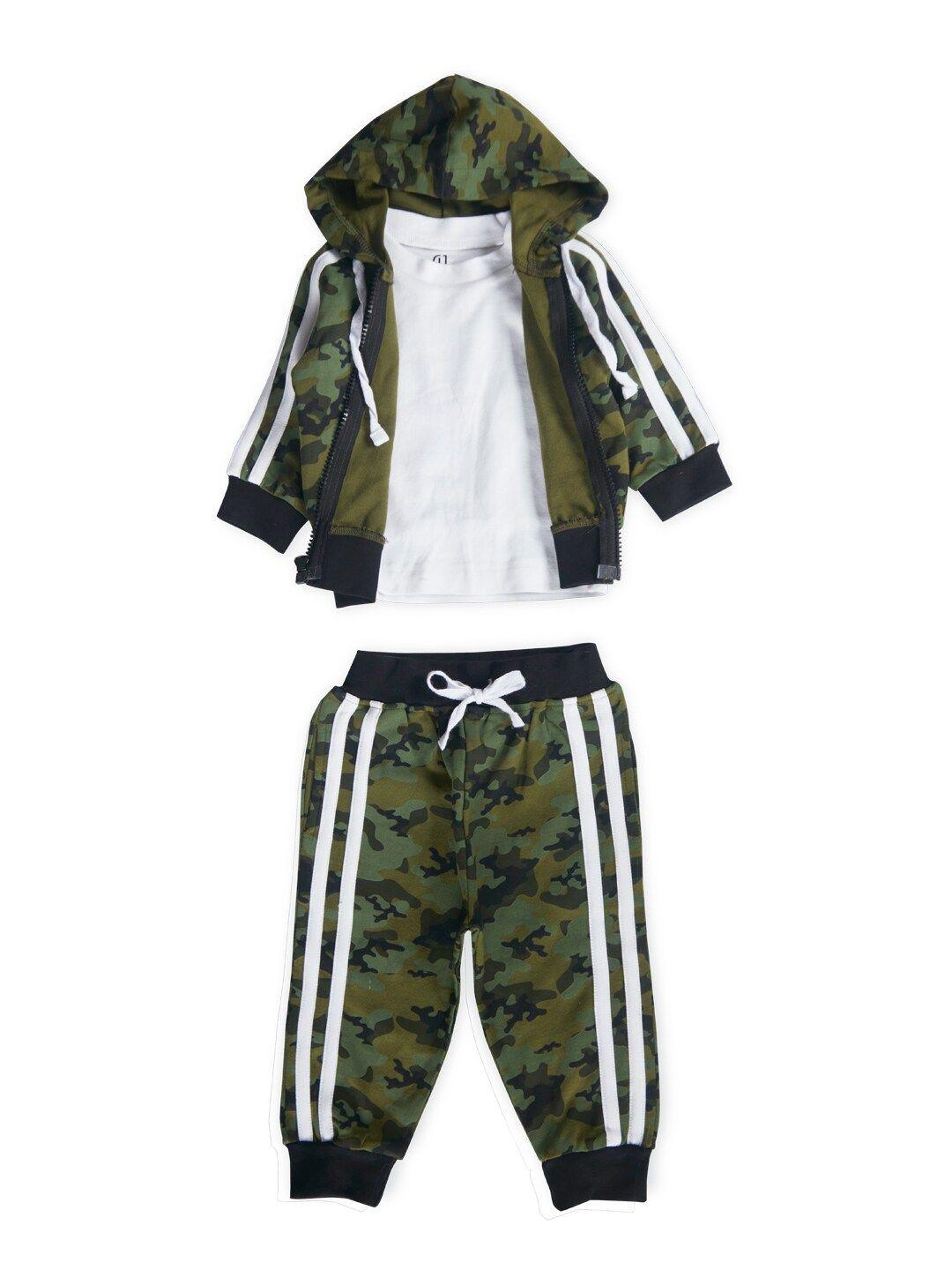 gj baby infants boys camouflage printed hooded pure cotton t-shirt with joggers