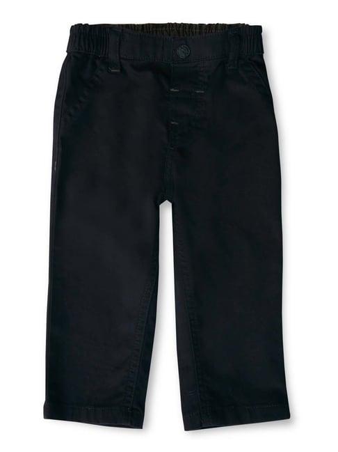 gj baby kids black cotton regular fit trousers