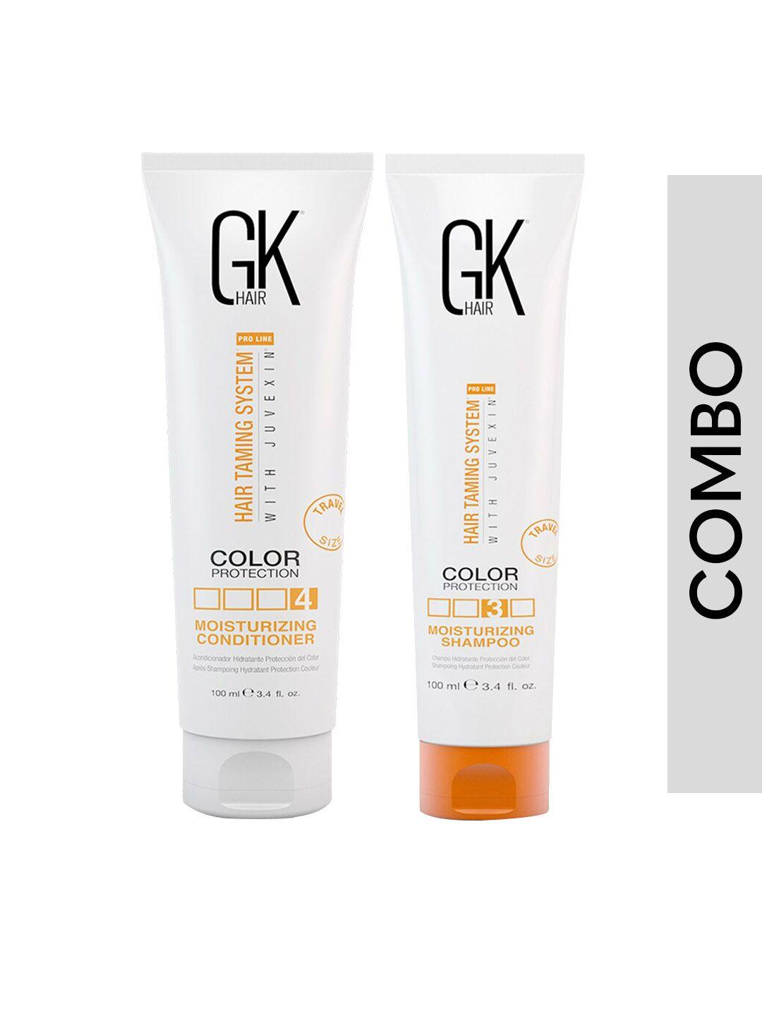 gk hair set of color protection hair moisturizing shampoo & conditioner - 100 ml each