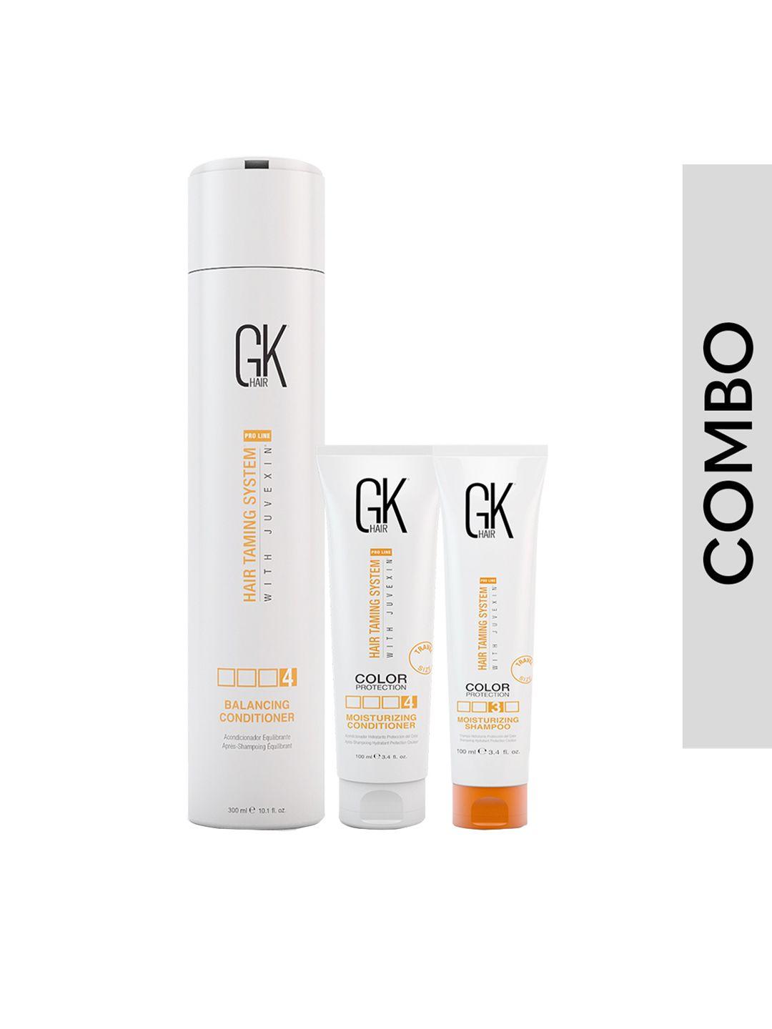 gk hair set of moisturizing shampoo & conditioner 100ml each + balancing conditioner 300ml