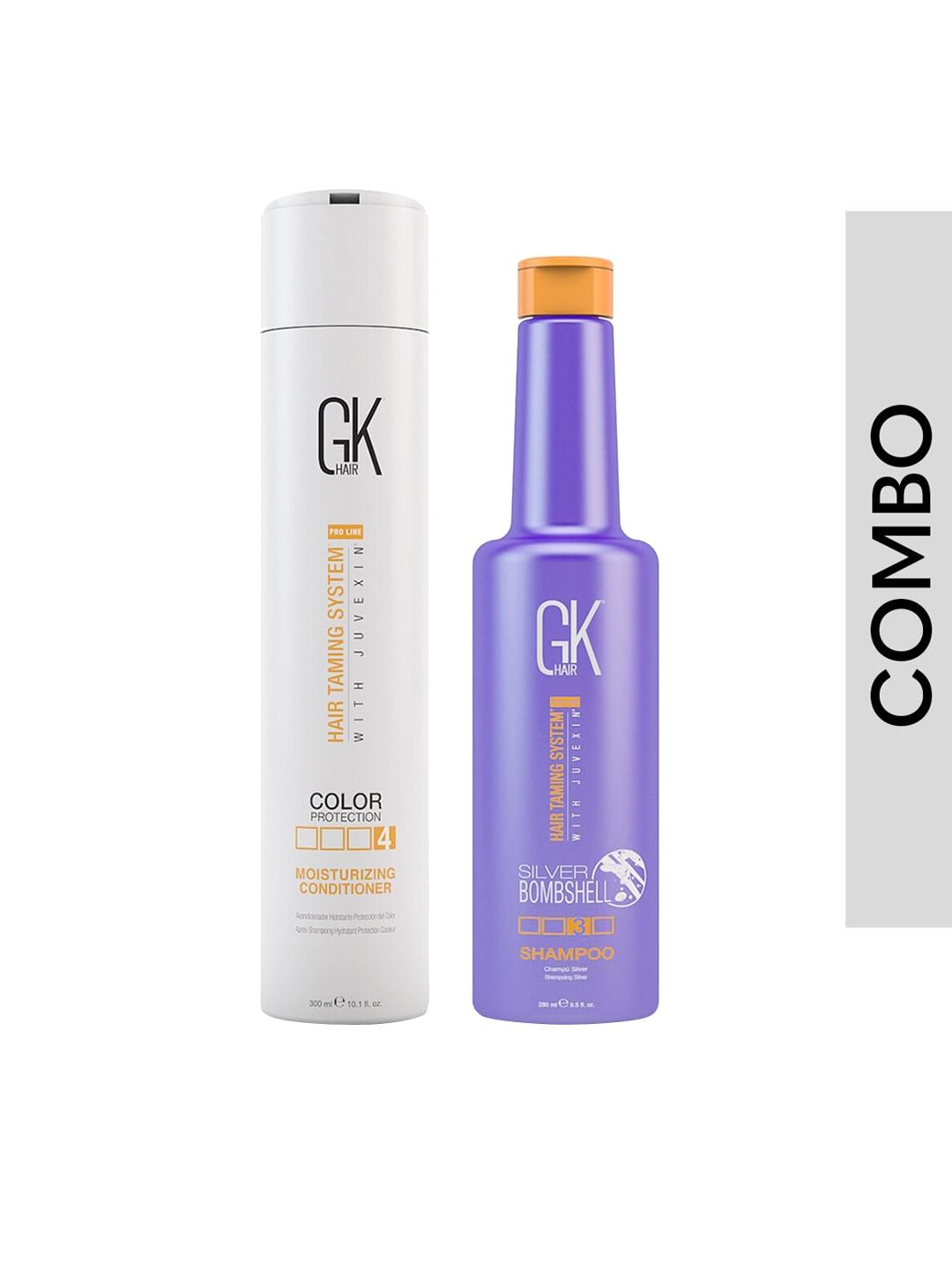 gk hair set of silver bombshell shampoo - 280 ml & moisturizing conditioner - 300 ml