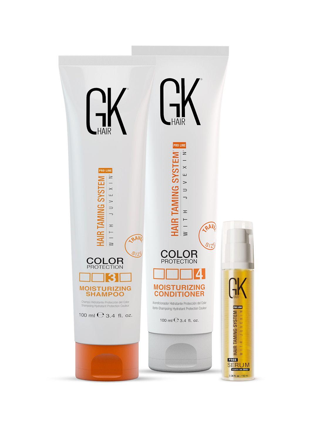 gk hair dry hair shampoo & conditioner combo 100ml each with free argan serum 10 ml