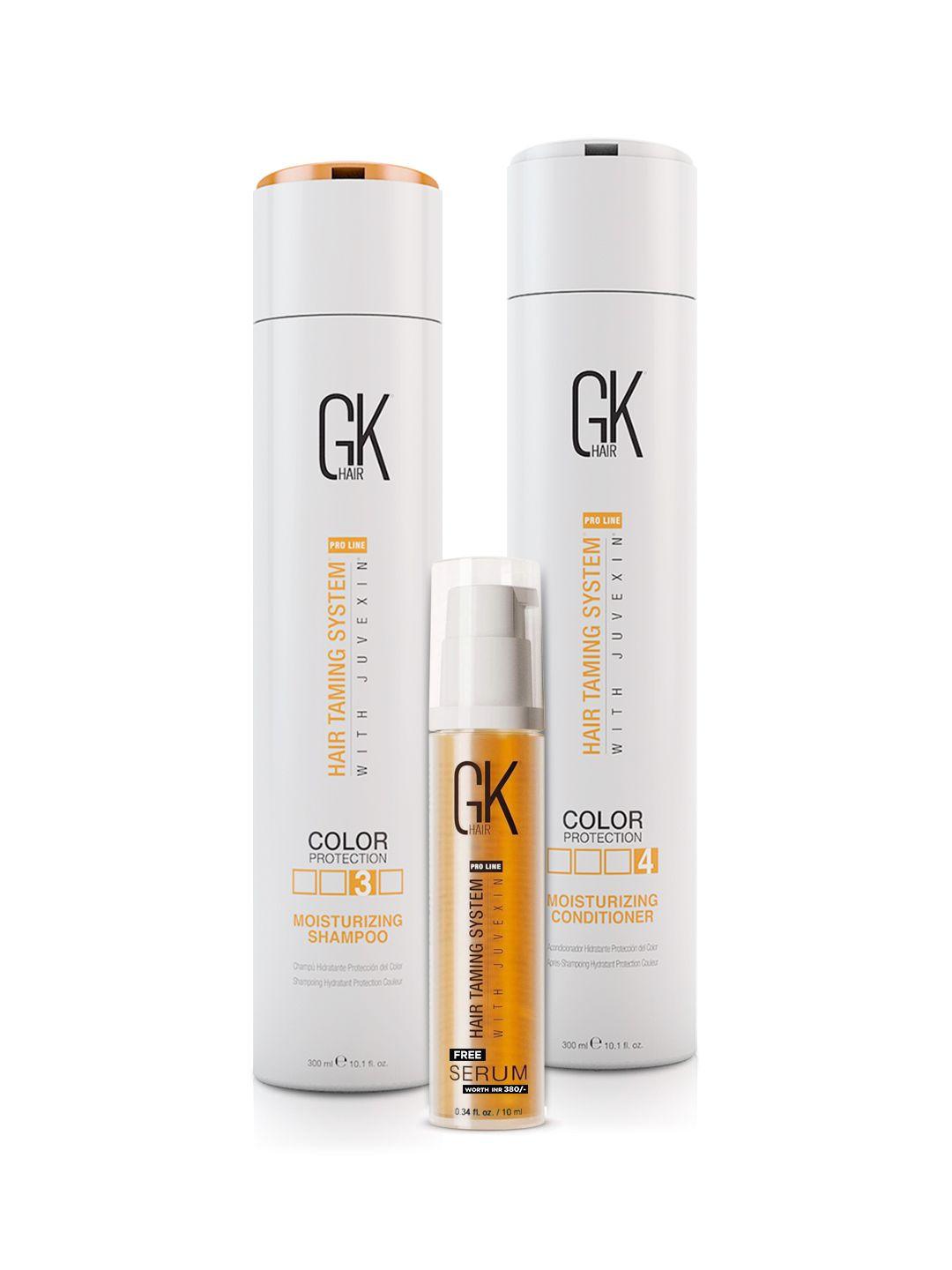 gk hair set of hair taming system pro line global keratin shampoo & conditioner with serum