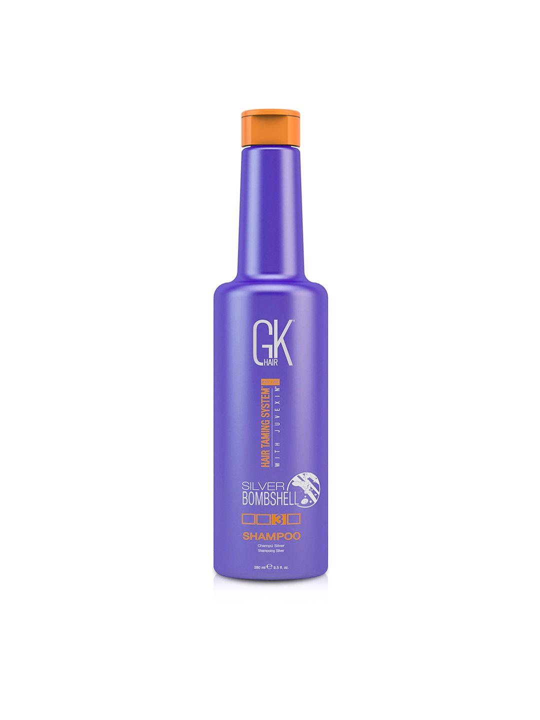 gk hair taming system with juvexin global keratin silver bombshell shampoo 280 ml