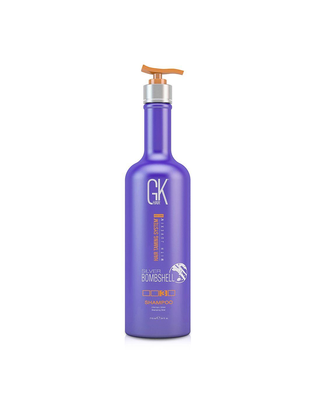 gk hair taming system with juvexin global keratin silver bombshell shampoo 710 ml