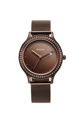 glam it up phase ii 42 mm brown stainless steel analog watch for women - 2634qm01