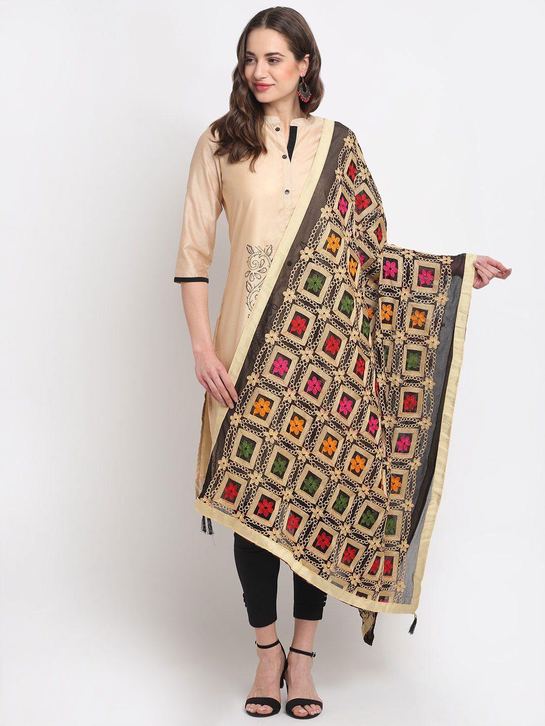 glam story embroidered dupatta with thread work