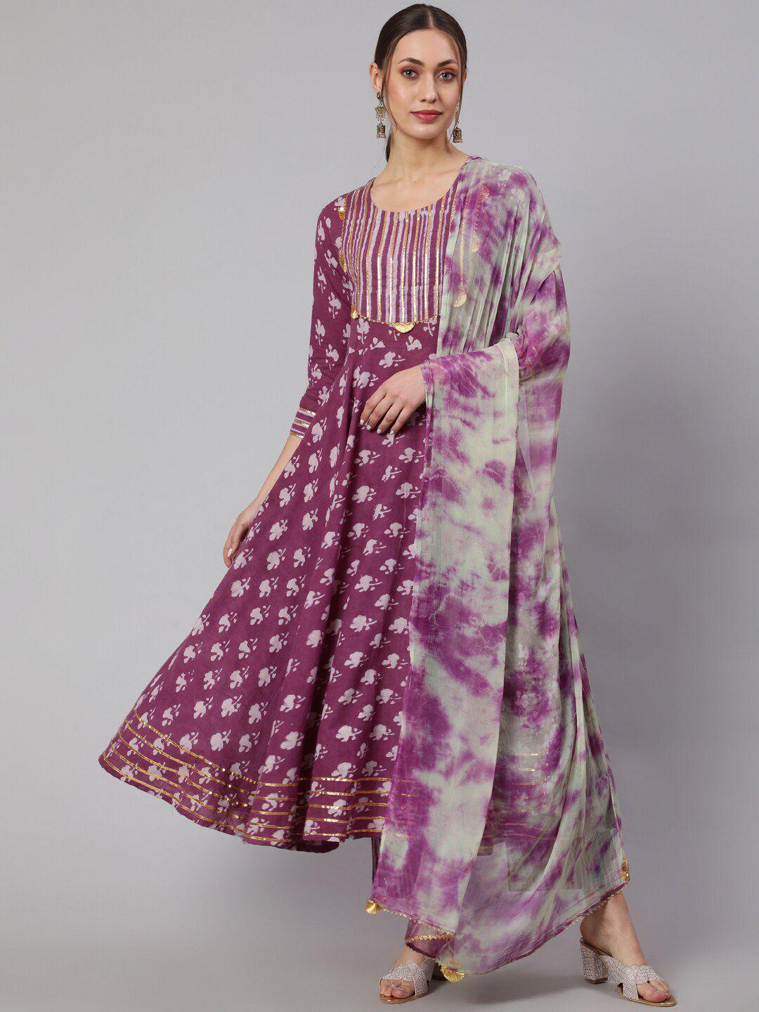 glam roots ethnic motifs printed pure cotton kurta & trouser with dupatta