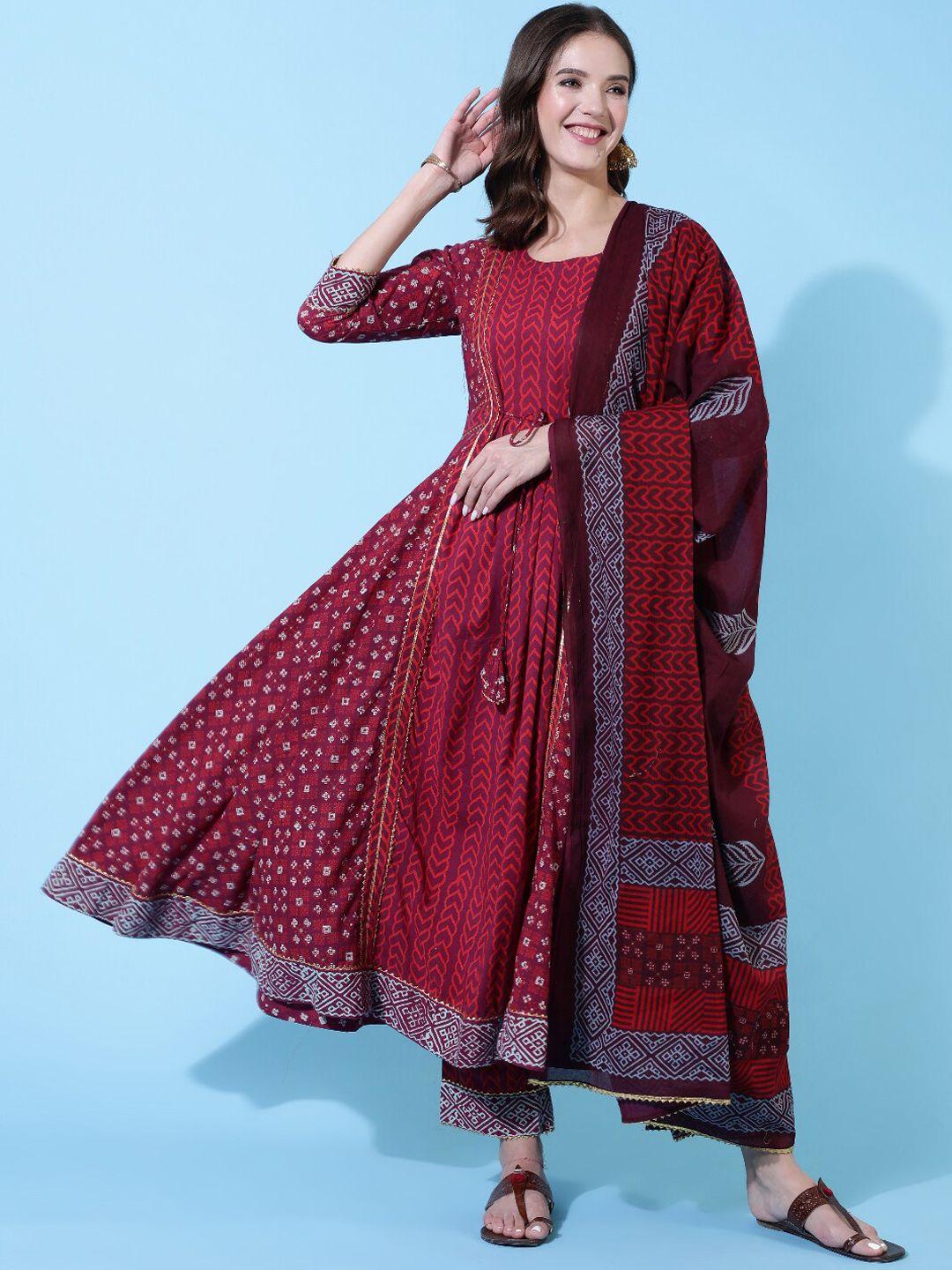 glam roots floral printed empire gotta patti kurta with trousers & dupatta