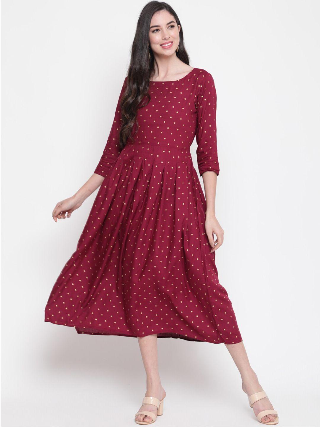 glam roots maroon ethnic midi dress