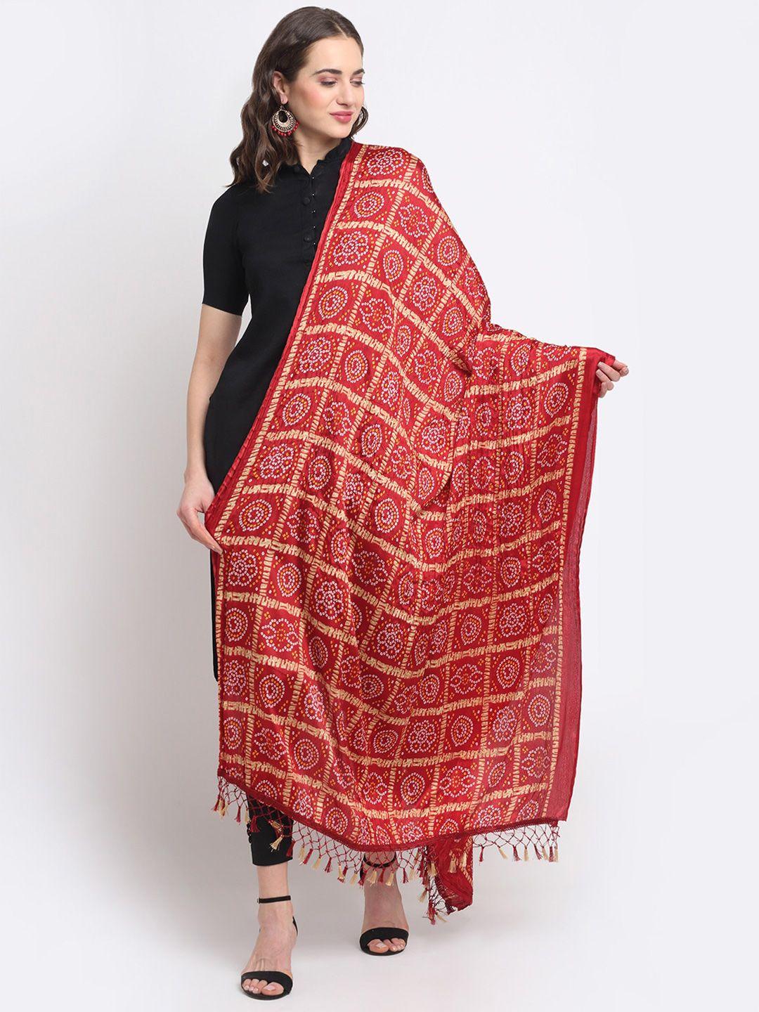 glam story bandhani printed crushed dupatta