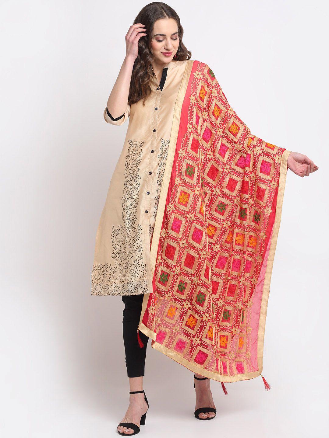 glam story embroidered dupatta with thread work