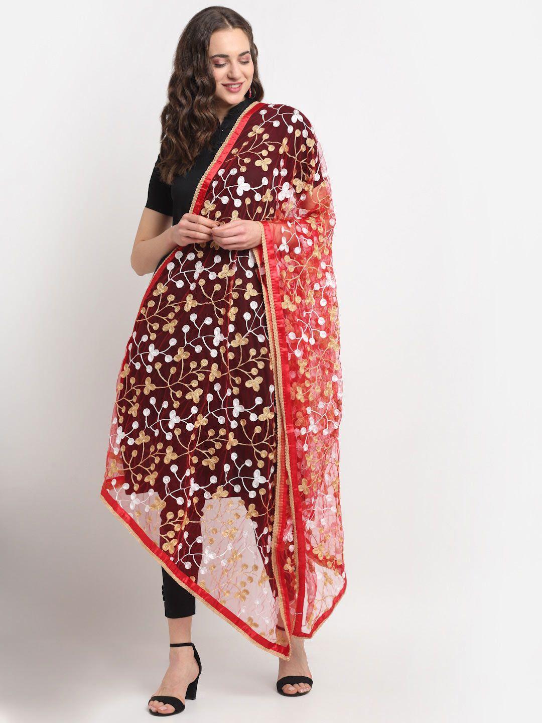 glam story embroidered netted dupatta