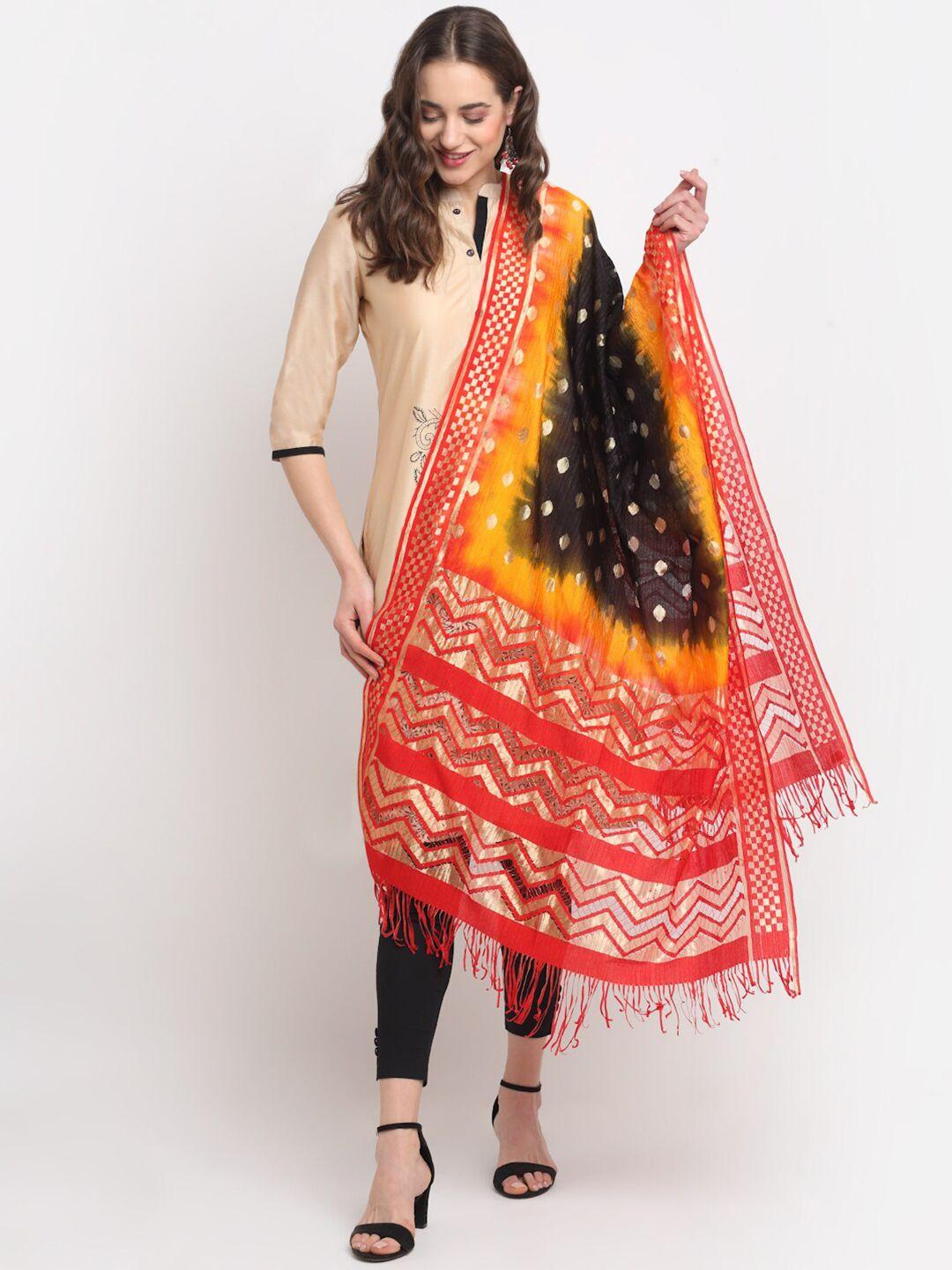 glam story geometric woven design art silk dupatta