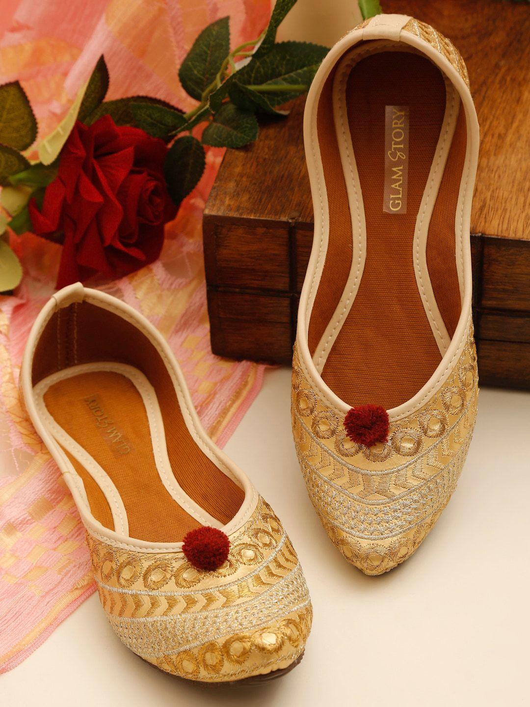 glam story women cream-coloured bows flats