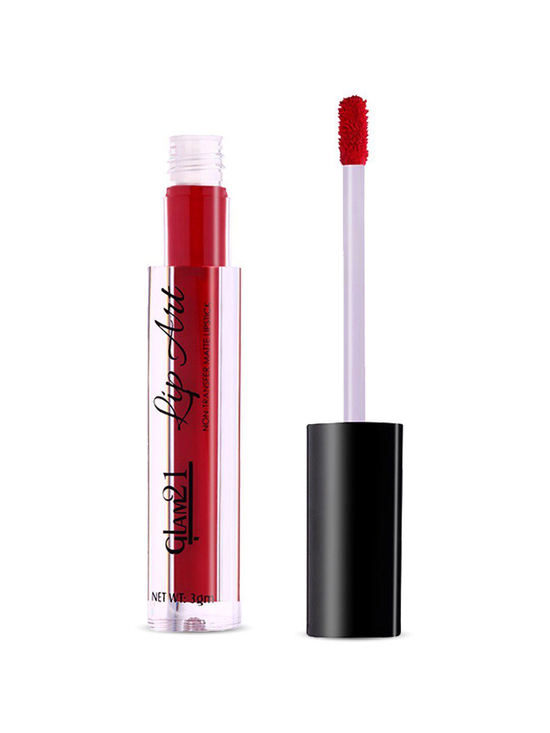 glam21 lip art non-transfer matte liquid lipstick 3 g - burnt red 01