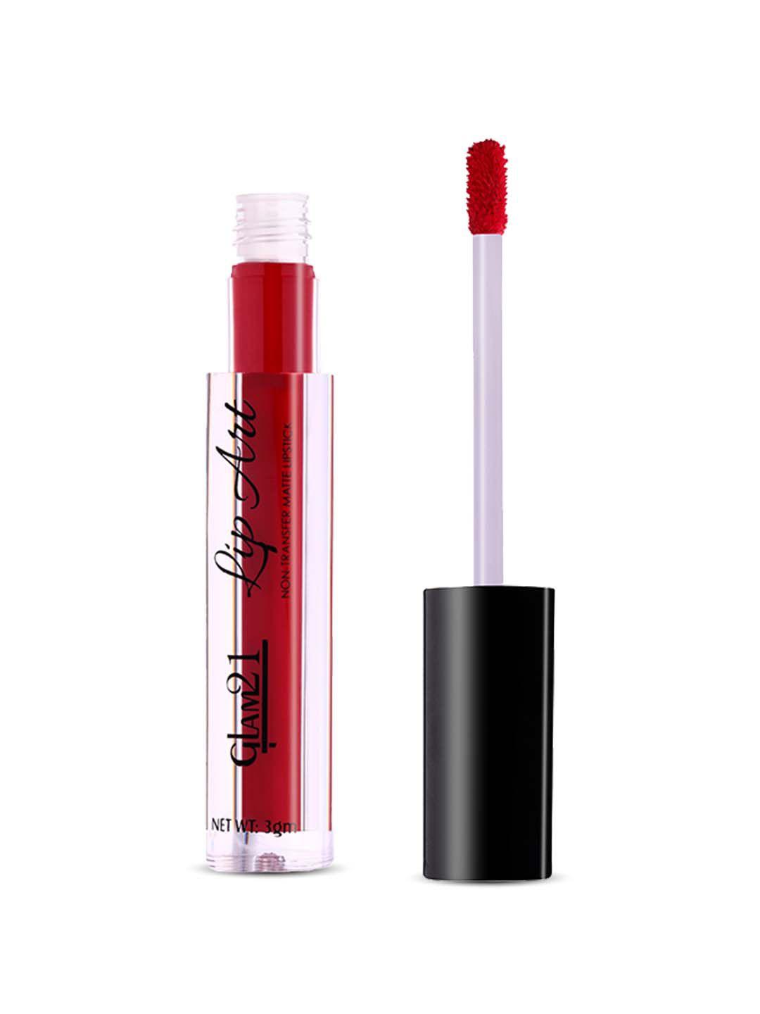 glam21 lip art non-transfer matte liquid lipstick 3 g - lip red 02