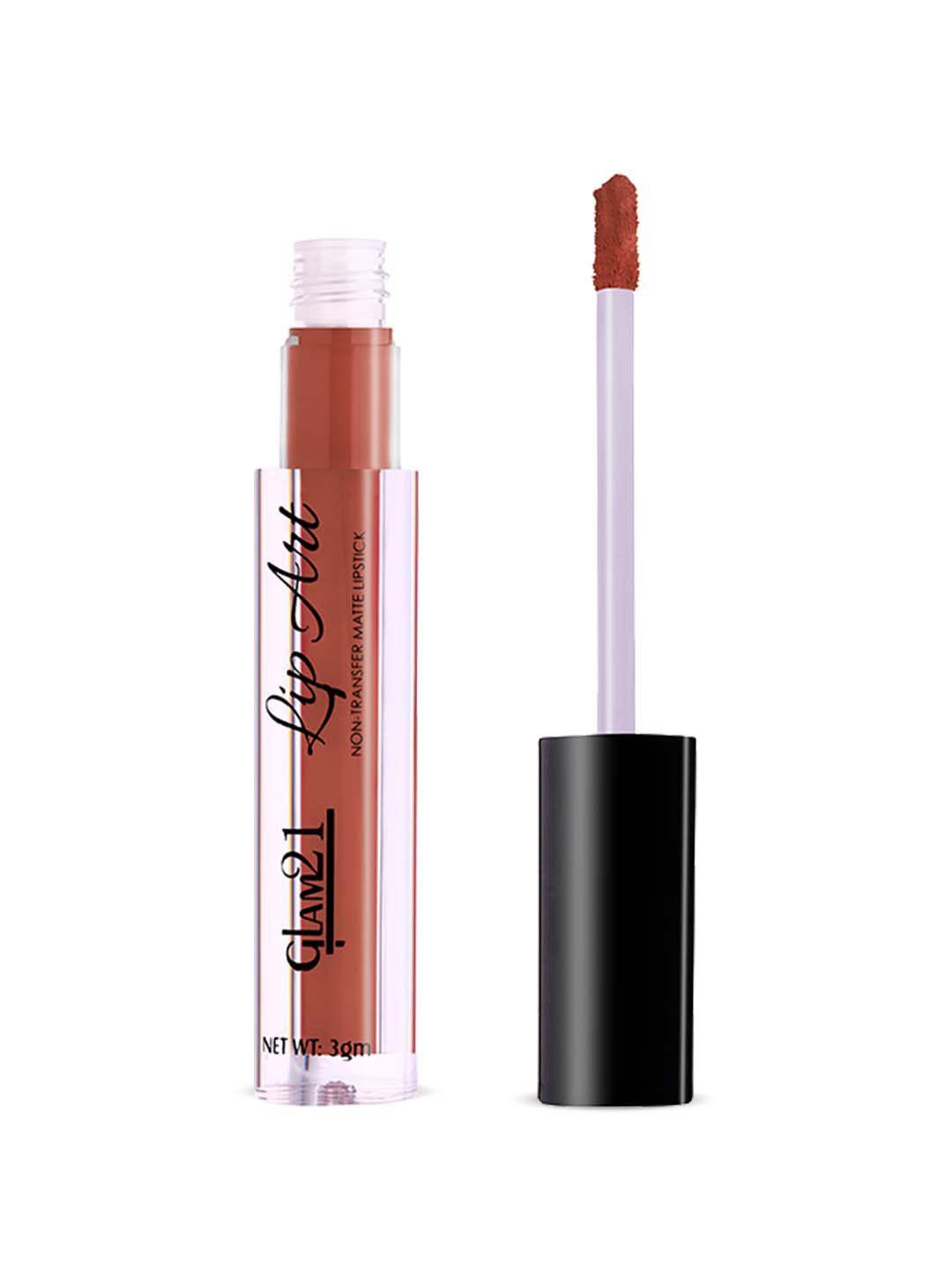 glam21 lip art non-transfer matte liquid lipstick 3 g - nude chai 14