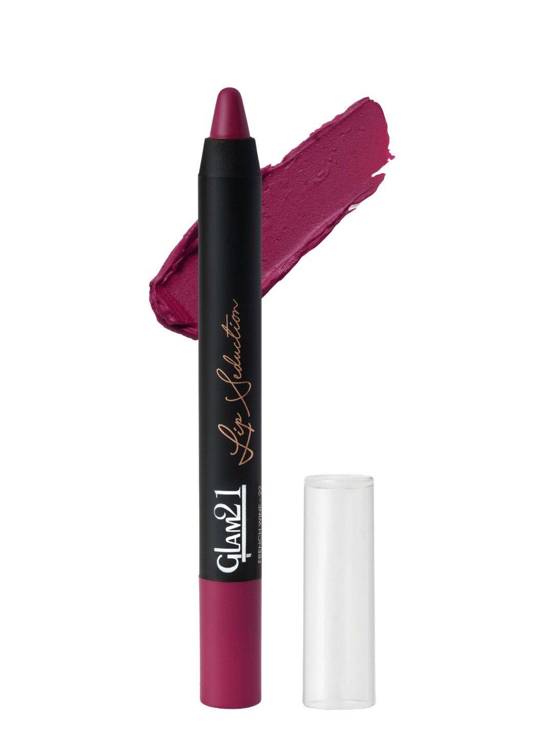 glam21 lip seduction non-transfer & long lasting crayon lipstick 2.8g - french wine 22