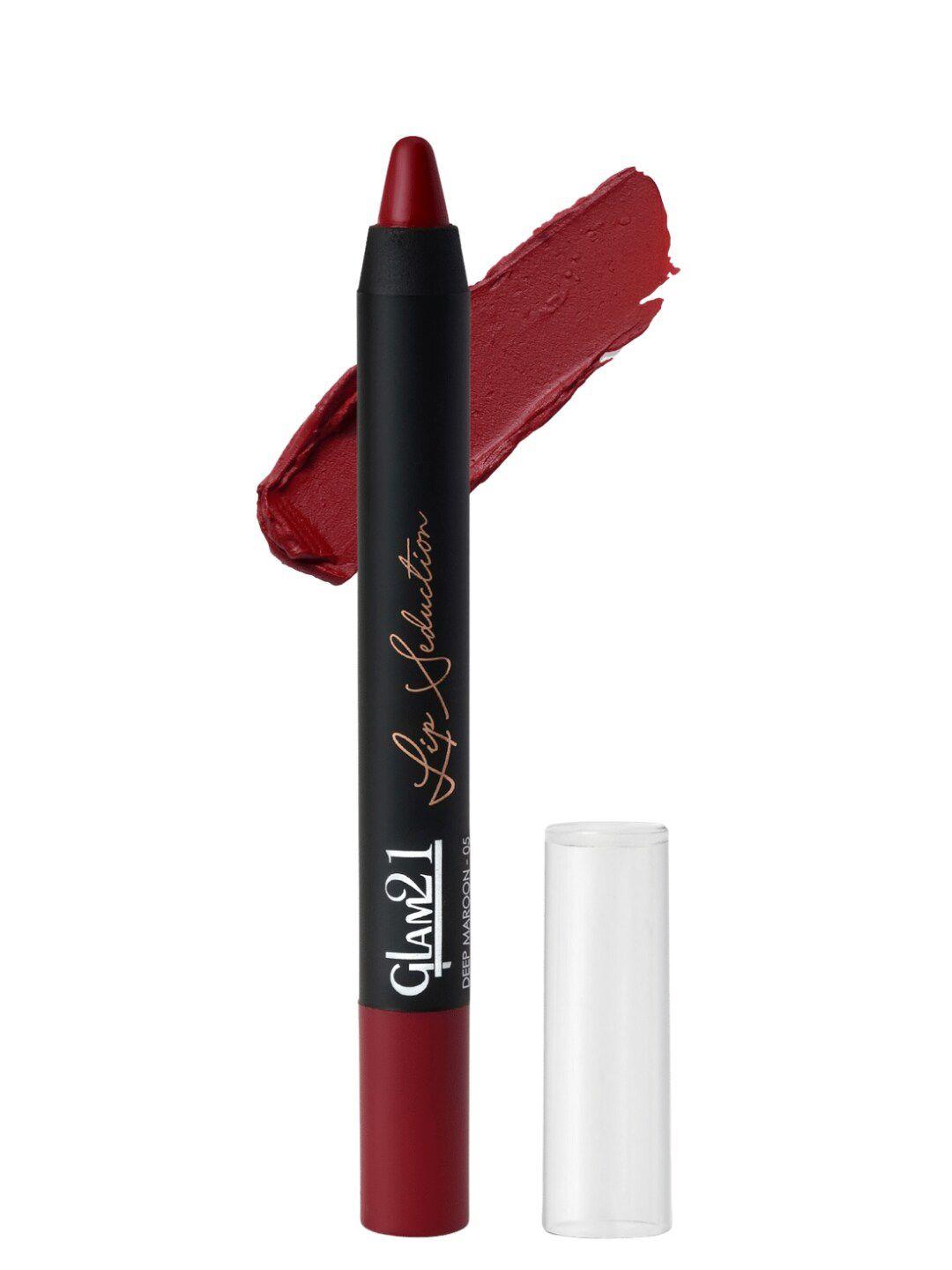 glam21 lip seduction non-transfer long-lasting crayon lipstick 2.8g - deep maroon 05