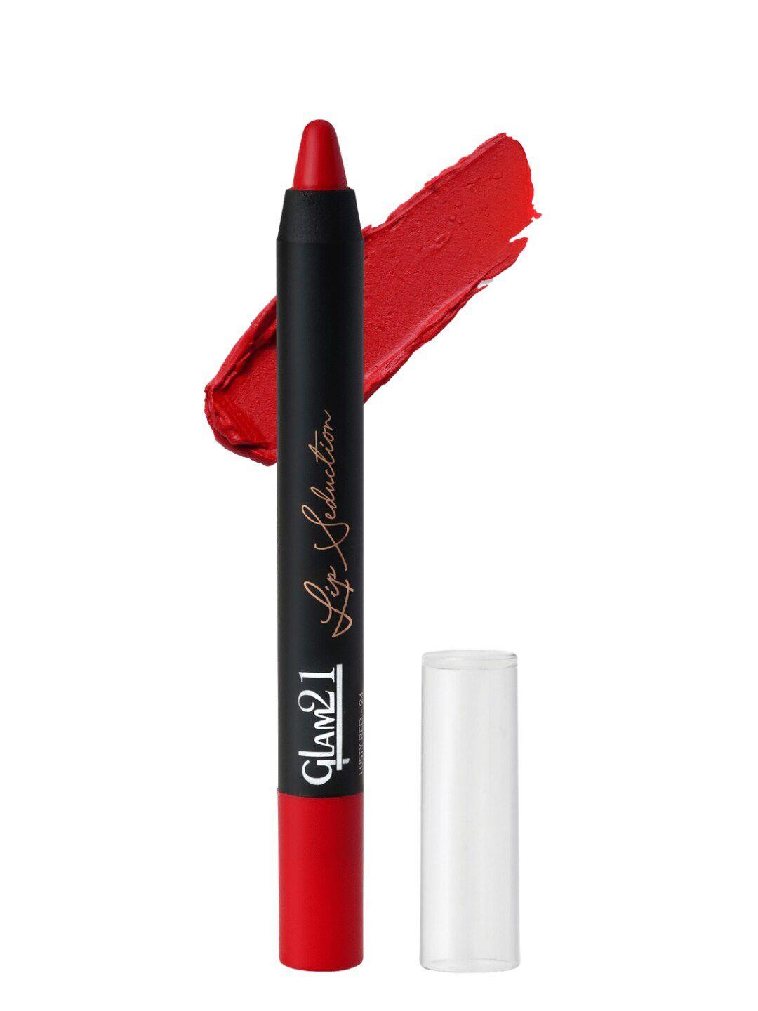 glam21 lip seduction non-transfer long-lasting crayon lipstick 2.8g - lusty red 24