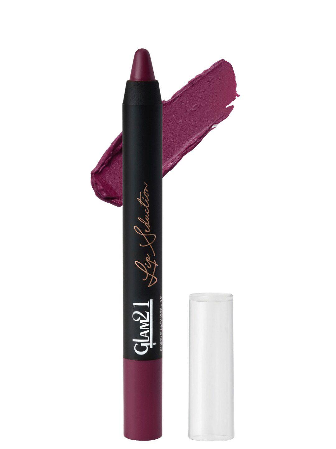 glam21 lip seduction non-transfer long-lasting crayon lipstick 2.8g - purple mousse 12