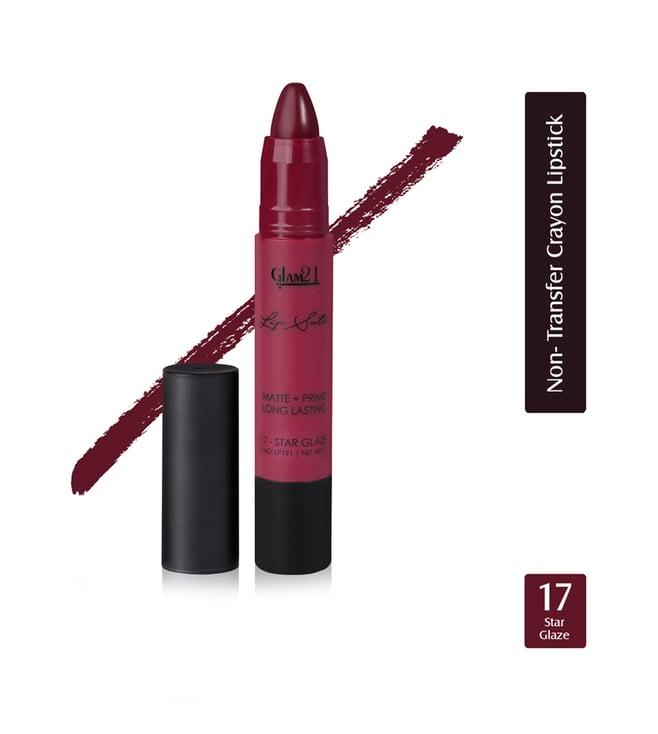 glam21 lip sutra matte + prime crayon lipstick 17 star glaze - 2.8 gm