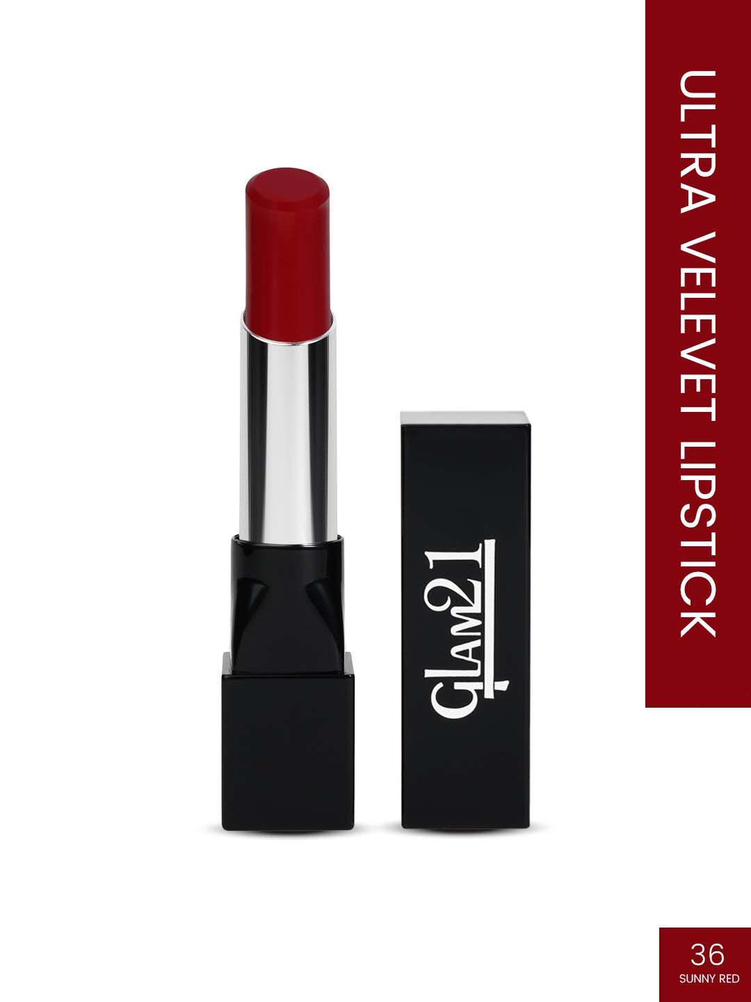 glam21 long lasting stay on lips ultra velvet lipstick - sunny red 36