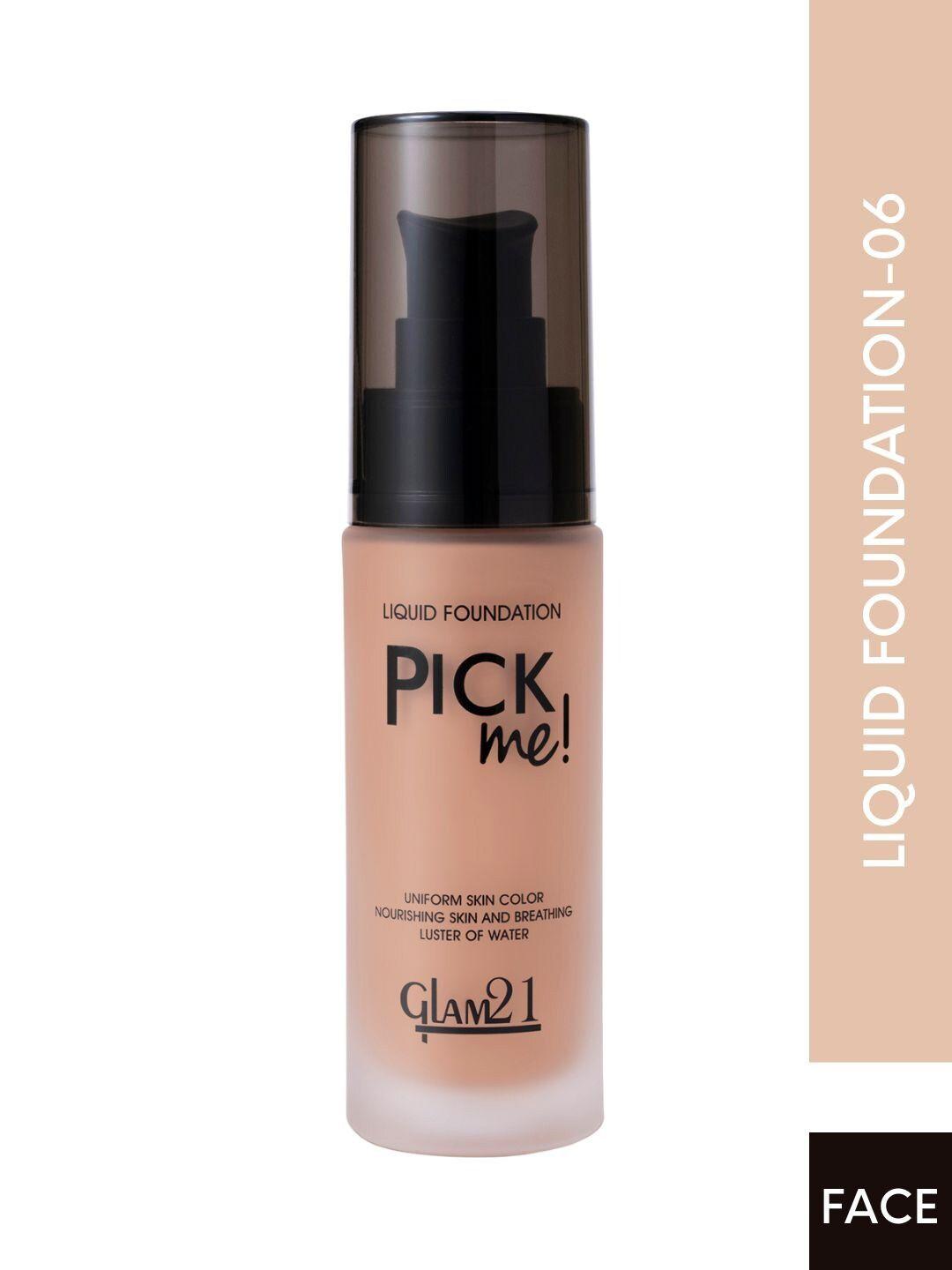 glam21 pick me liquid foundation for non-sticky instant spotless glow 40 g - shade 06