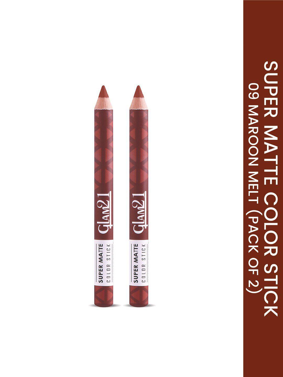 glam21 set of 2 super matte non-drying long-lasting colorstick - maroon melt 09