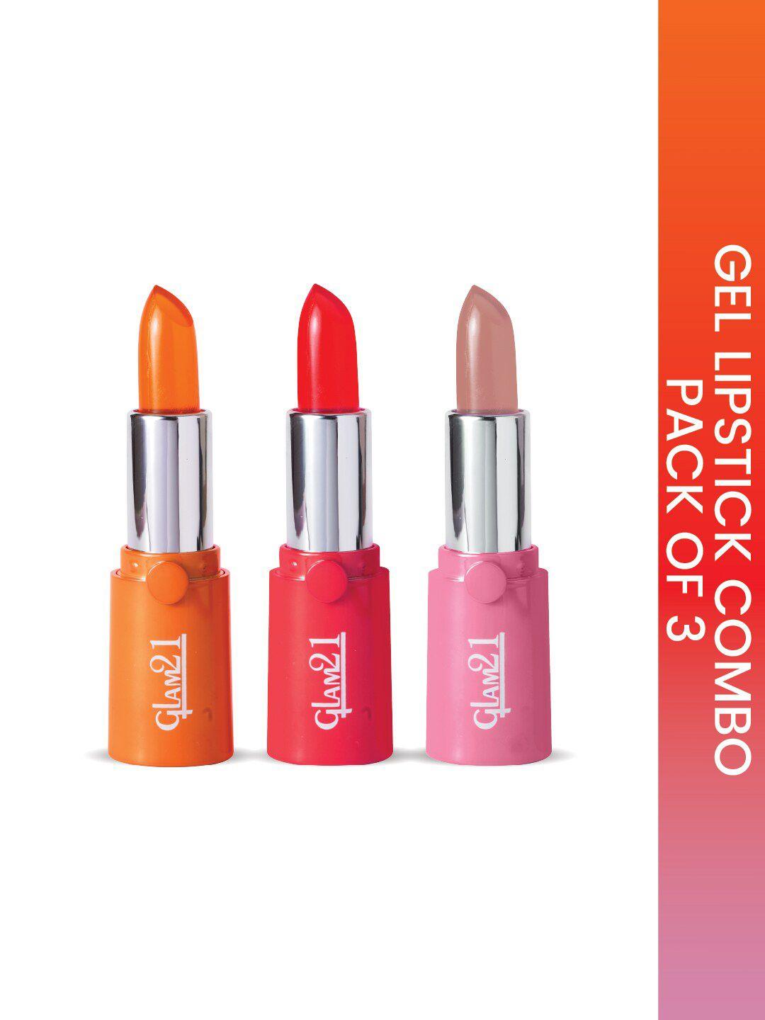 glam21 set of 3 gel based formula high definition lipsticks 3.6g each