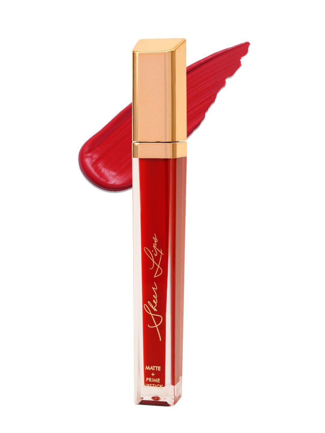 glam21 sheer lips long lasting matte liquid lipstick 8 ml - heart red 03