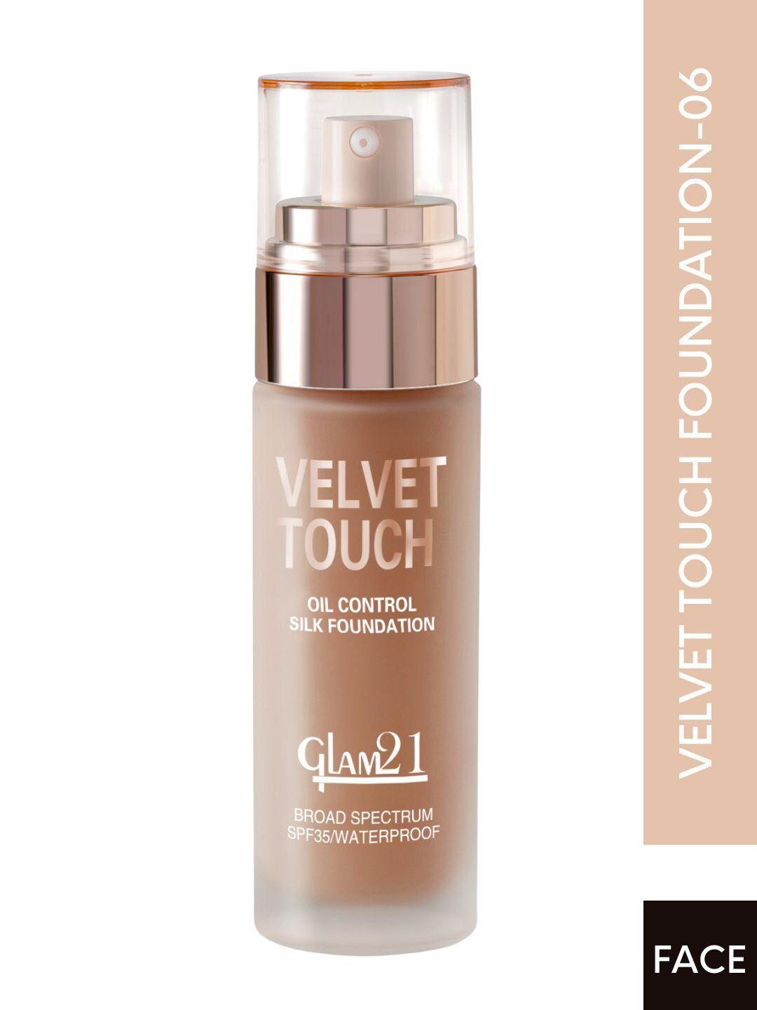 glam21 velvet touch oil control long lasting silk foundation spf 35 - 50gm caramel 06