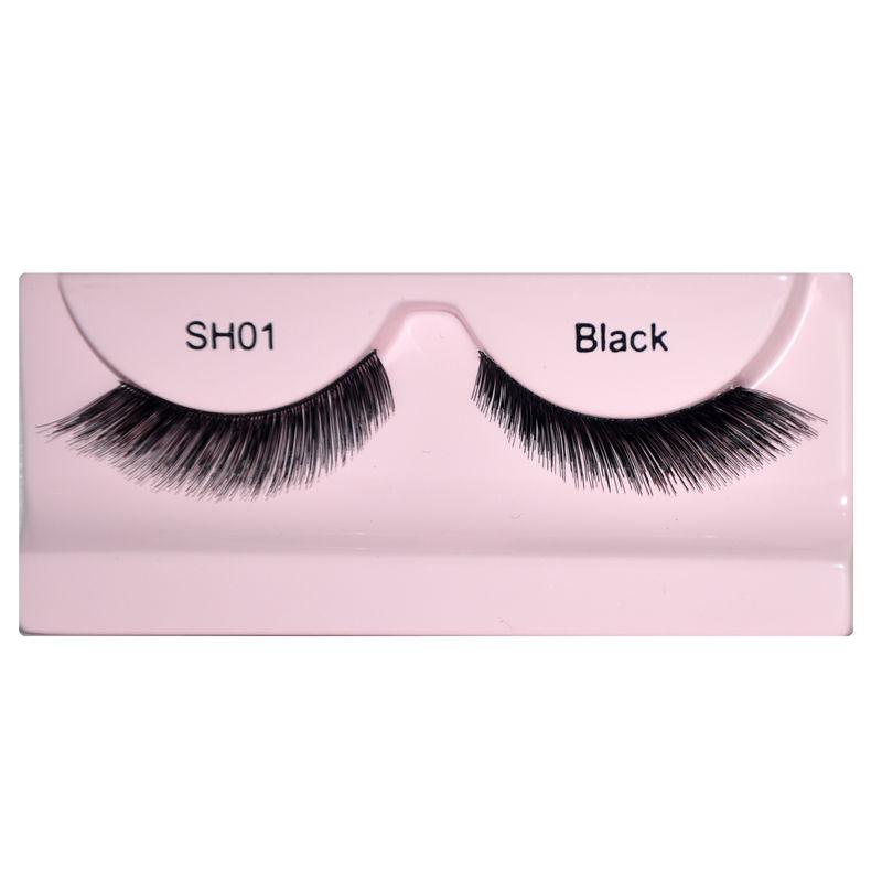 glamgals stylish black soft, thick, reusable, human hair, false eye lashes.( sh01)