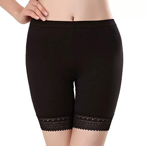 glamoras® women’s/girl’s 4 way stretch cotton spandex high waist safety pants/cycling shorts with lace,free size,black