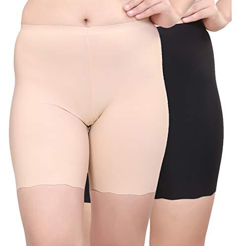 glamoras® women’s/girl's seamless comfortable boyshort panties/under skirt shorts/cycling shorts/safety shorts,large size,black/beige