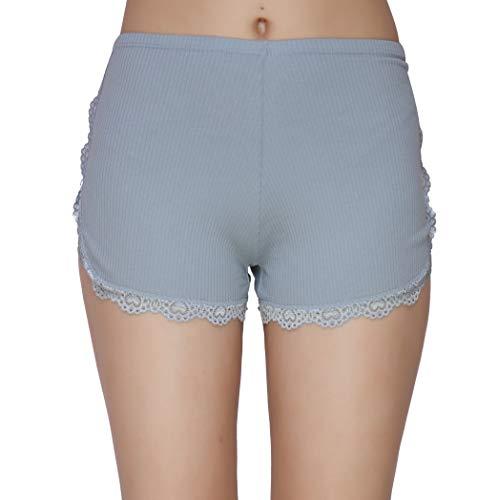 glamoras® women's/girl's mid waist cotton boyshort/under skirt shorts/cycling shorts/lace boxer/breathable safety shortswith lace design-light blue,qty 1, free size