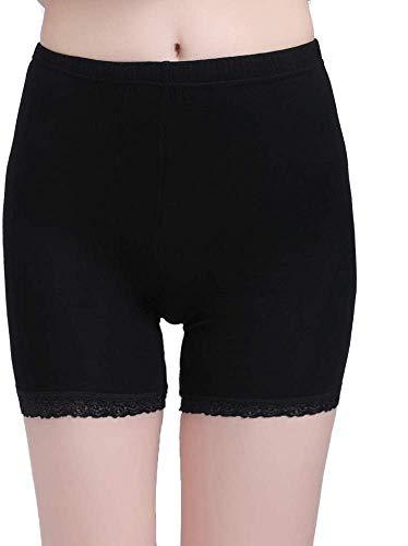 glamoras® women's girl's 4 way stretch cotton lace cycling shorts/yoga shorts/under skirt shorts/safety shorts,black