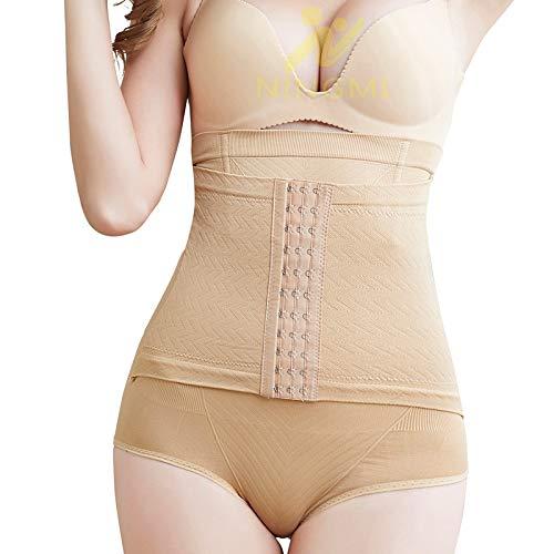 glamoras® women's nylon spandex seamless butt lifter high-waist tummy control shapewear panty with belt for post partum recovery, color- beige, size-3xl