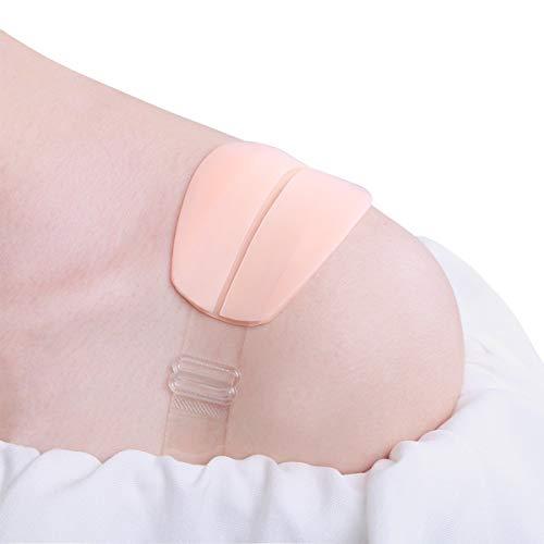 glamoras® women's soft silicone bra strap cushions holder comfortable non-slip shoulder pads for pain relief, 1 pair, beige