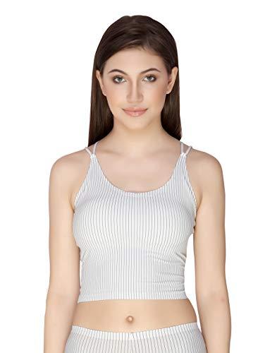 glamoras women’s nylon spandex padded wire free seamless smooth ice silk bralette bra/sports bra, free size, white