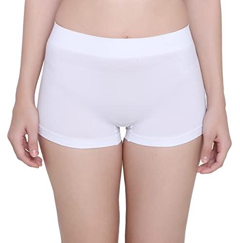 glamoras women’s nylon spandex seamless no panty lines no show boyshorts panty - free size, pack of 1 white