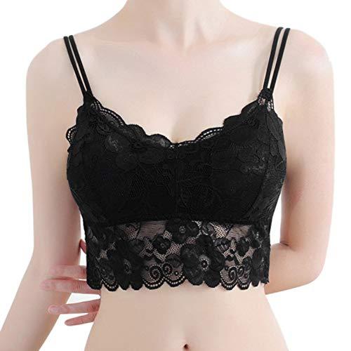 glamoras women's cotton lightly padded wire free bralette bra (gl-lacebra2-black1_black_free size)