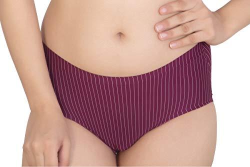 glamoras women's invisible ice silk seamless panties no show laser cut hipster brief underwear, free size, purple